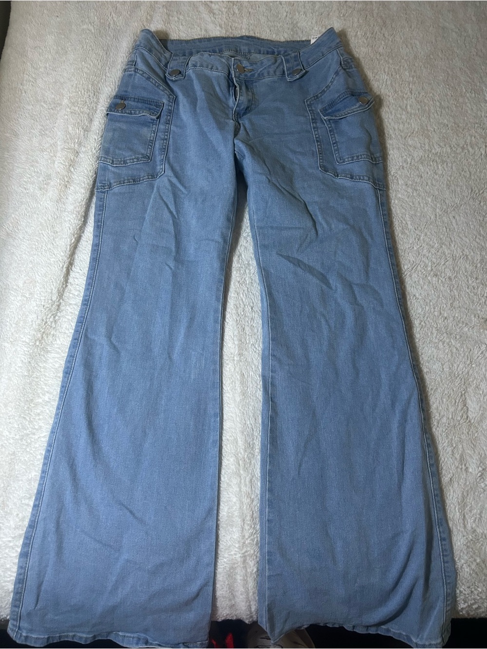 SHEIN Light Blue Flare Wide Leg Jeans